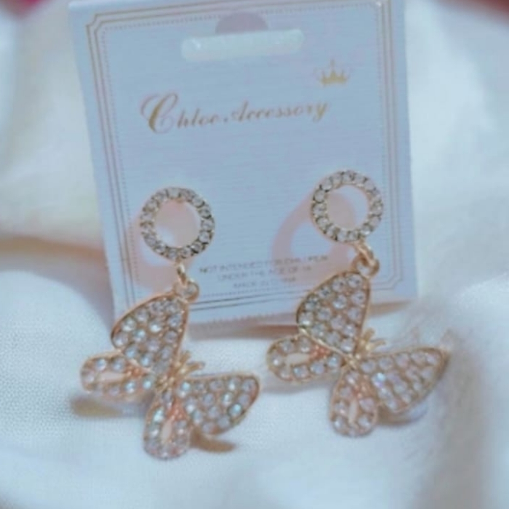 Butterfly earrings, alloy dangle earrings, geometric earrings. Elegant earrings - Picture 4 of 8